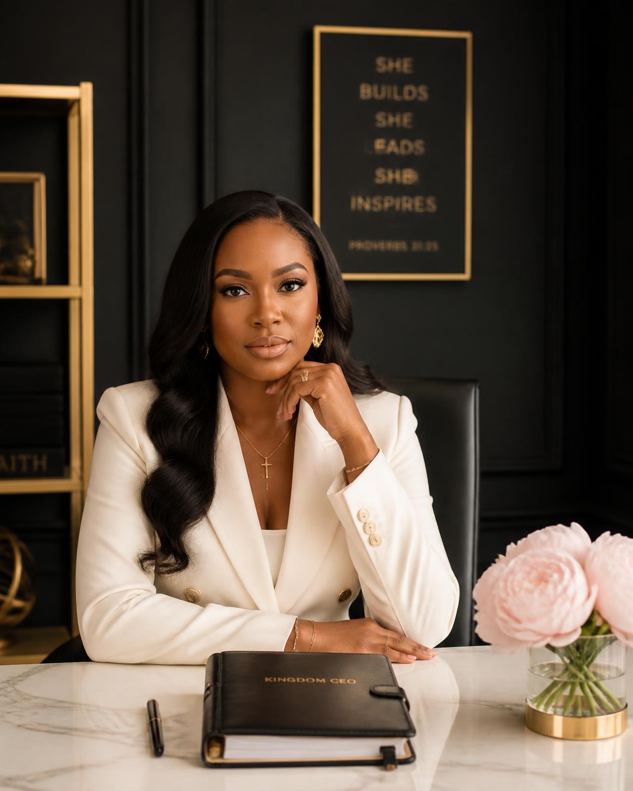 A Christian woman entrepreneur planning her business day with faith and intention